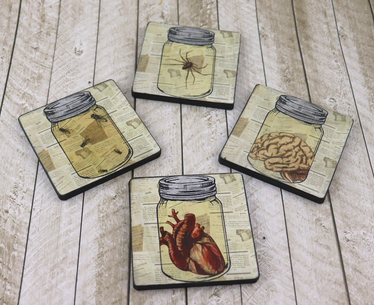 spooky Coasters made with Mod Podge