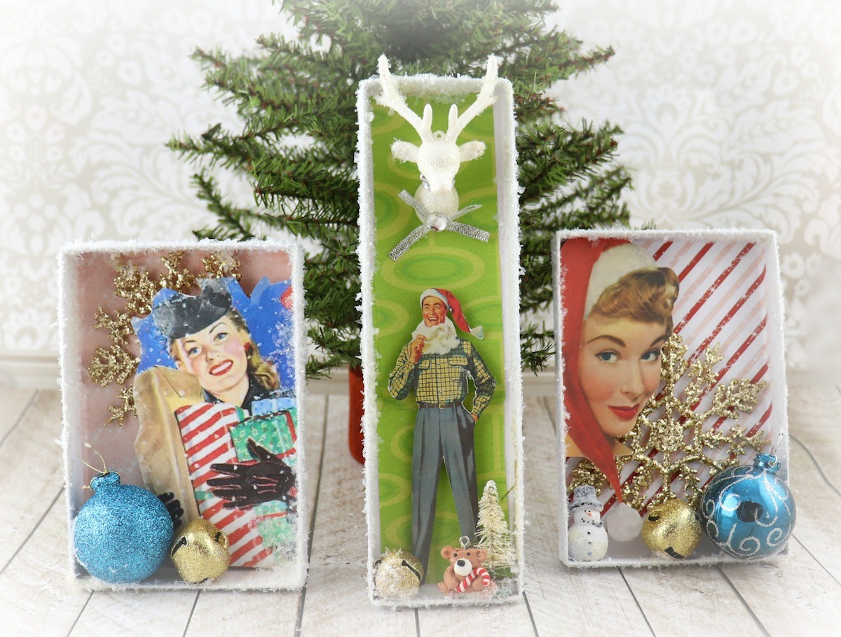 retro Christmas shadow box decor