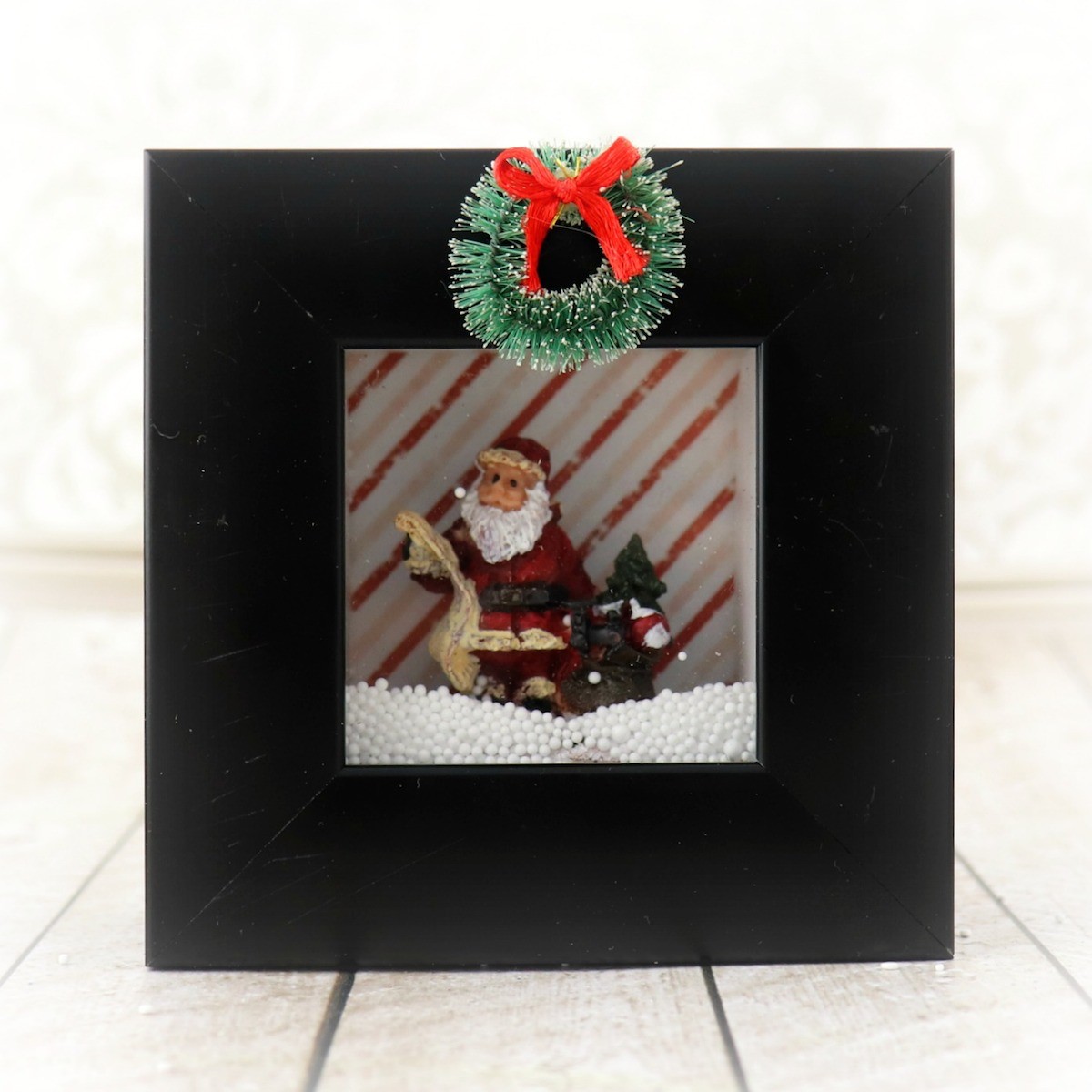 christmas shadow box with snow