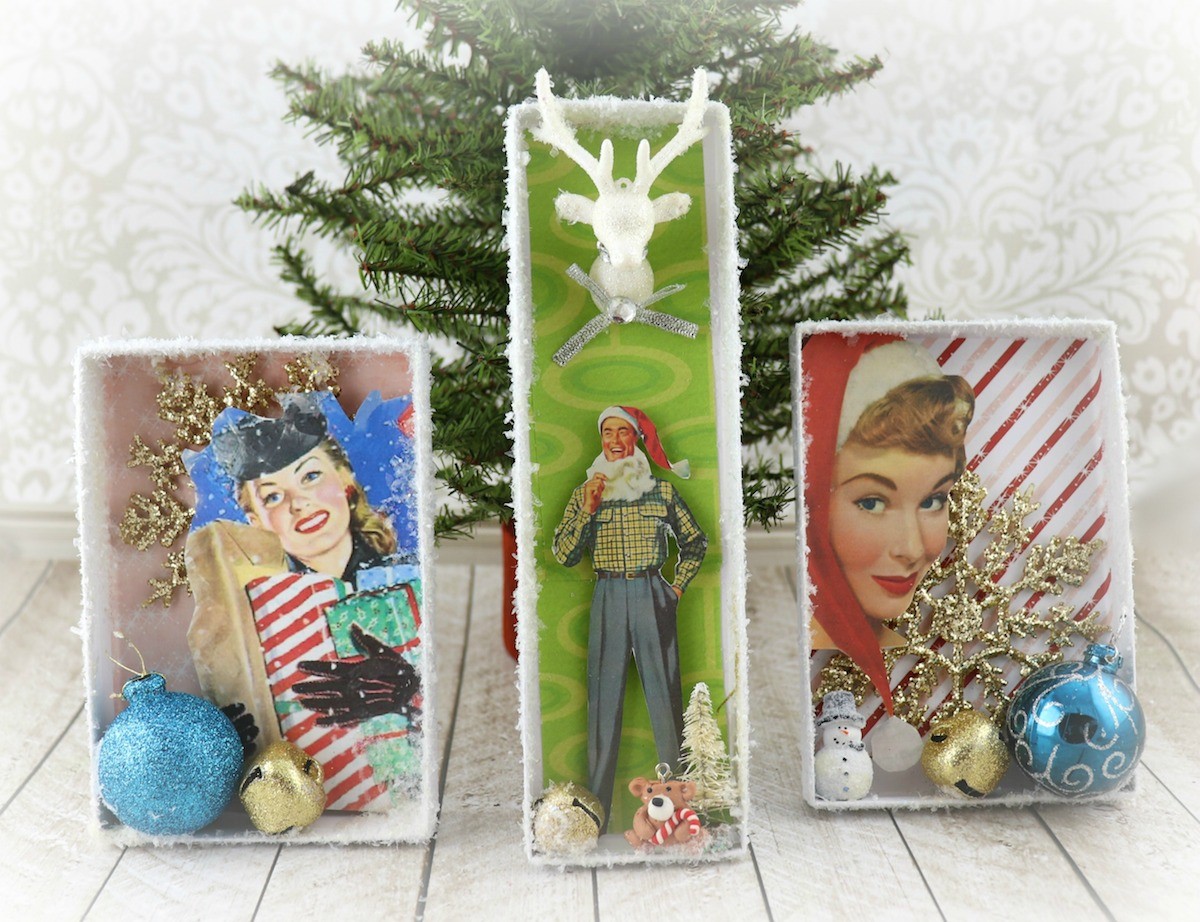 make shadow box ornaments for Christmas