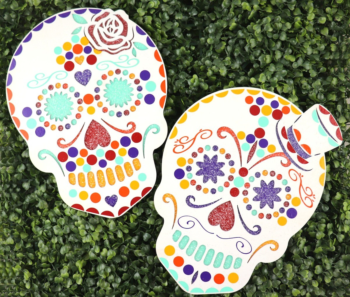 sugar skull decorated with vinyl