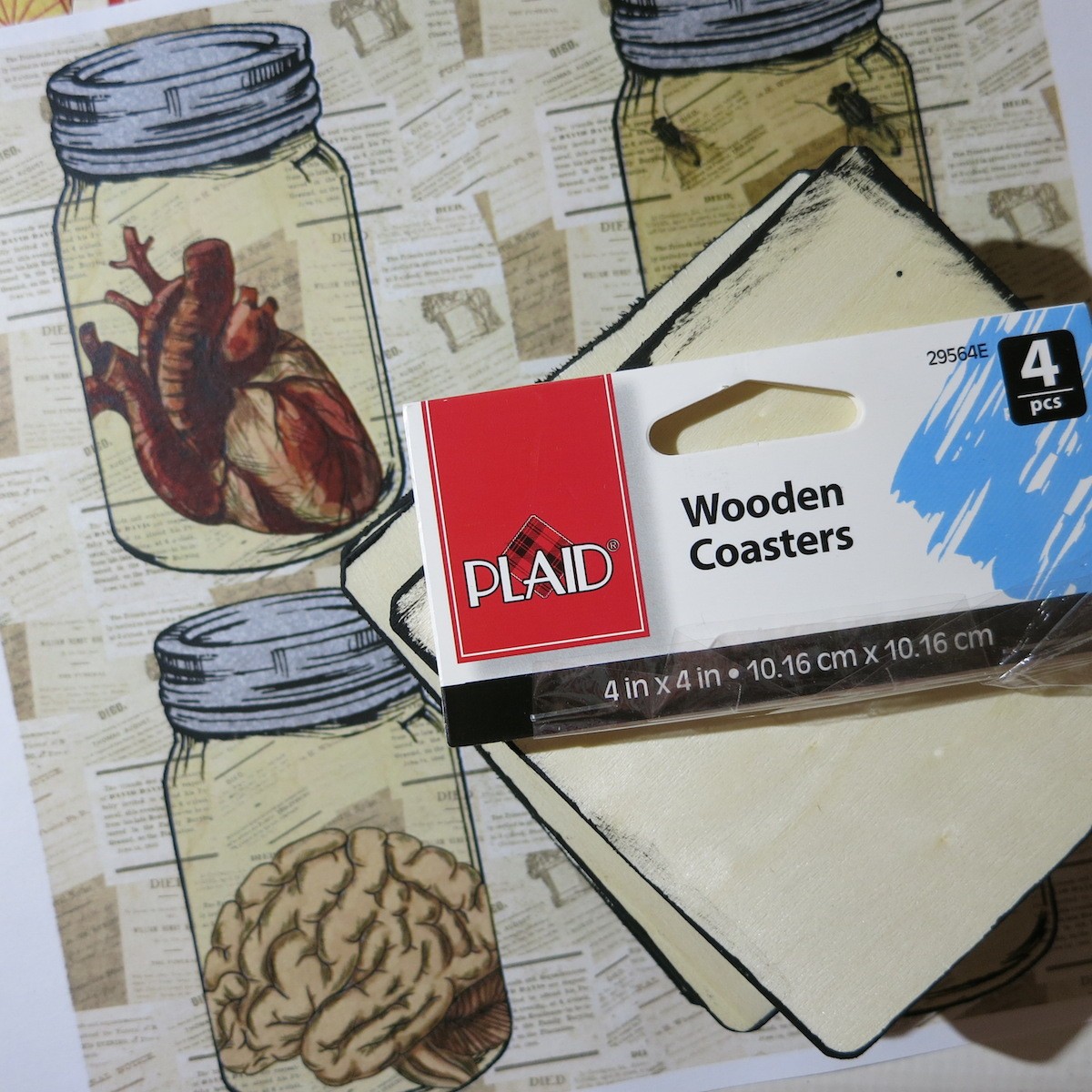 supplies for making Halloween coasters