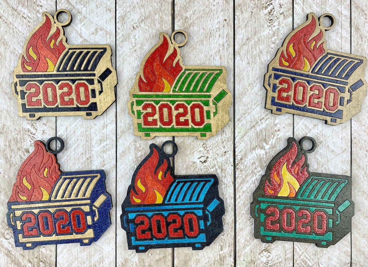 dumpster fire ornaments for Christmas 2020