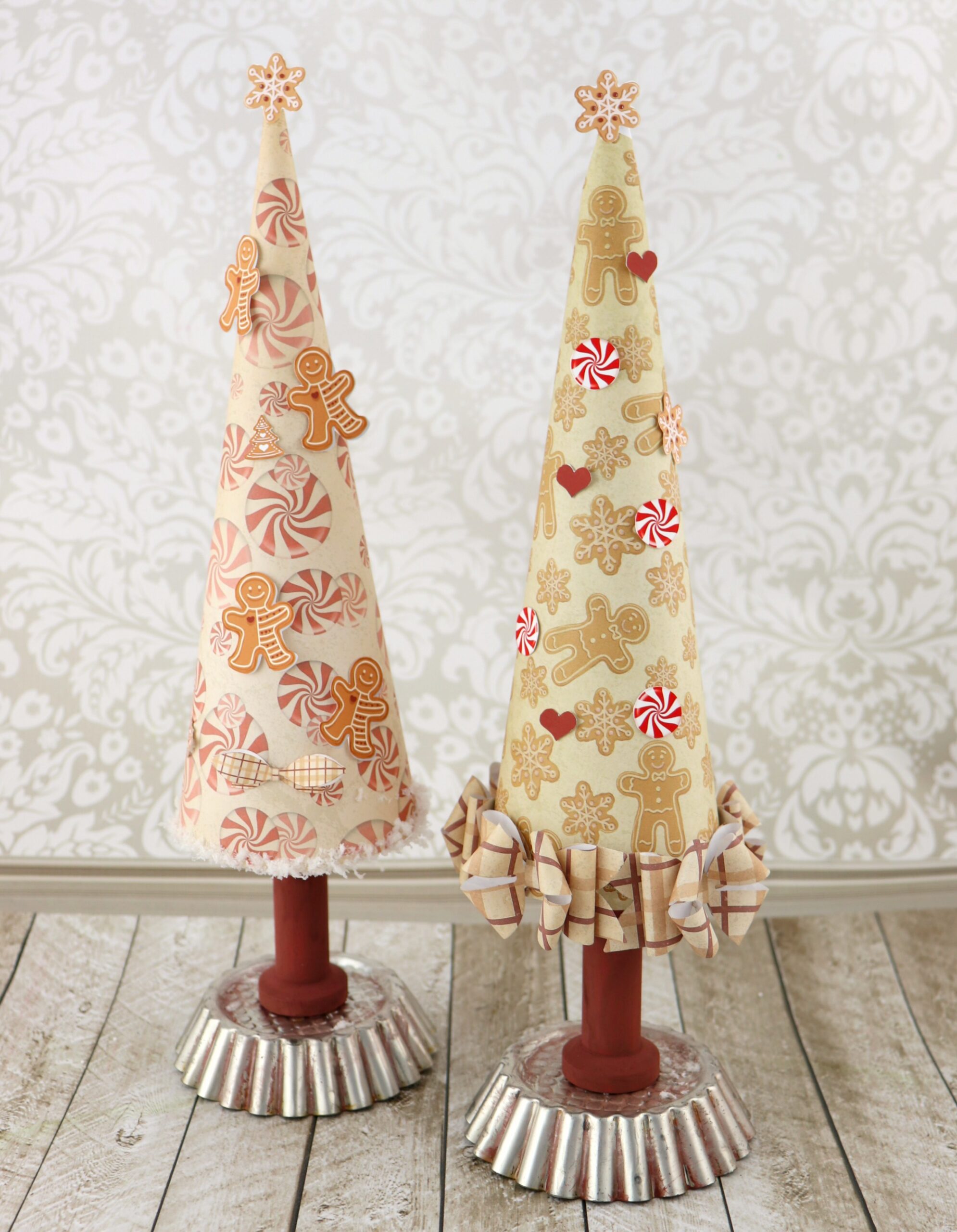 Gingerbread Trees made with Vintage Finds