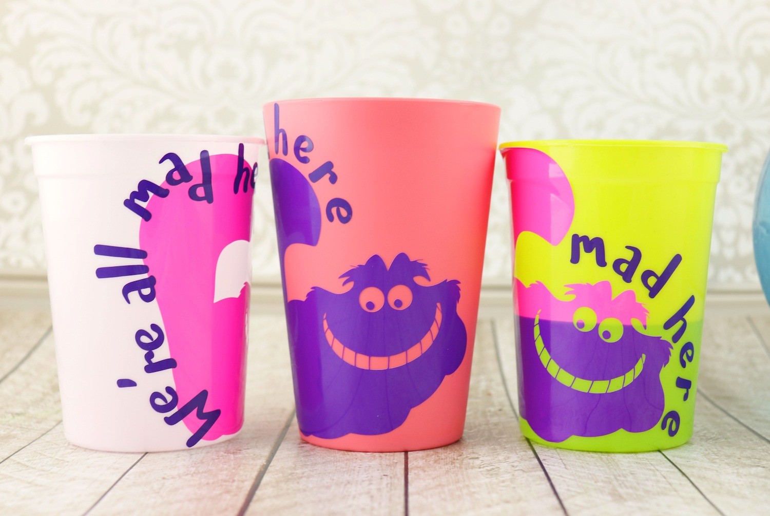 Alice in Wonderland cups made with vinyl