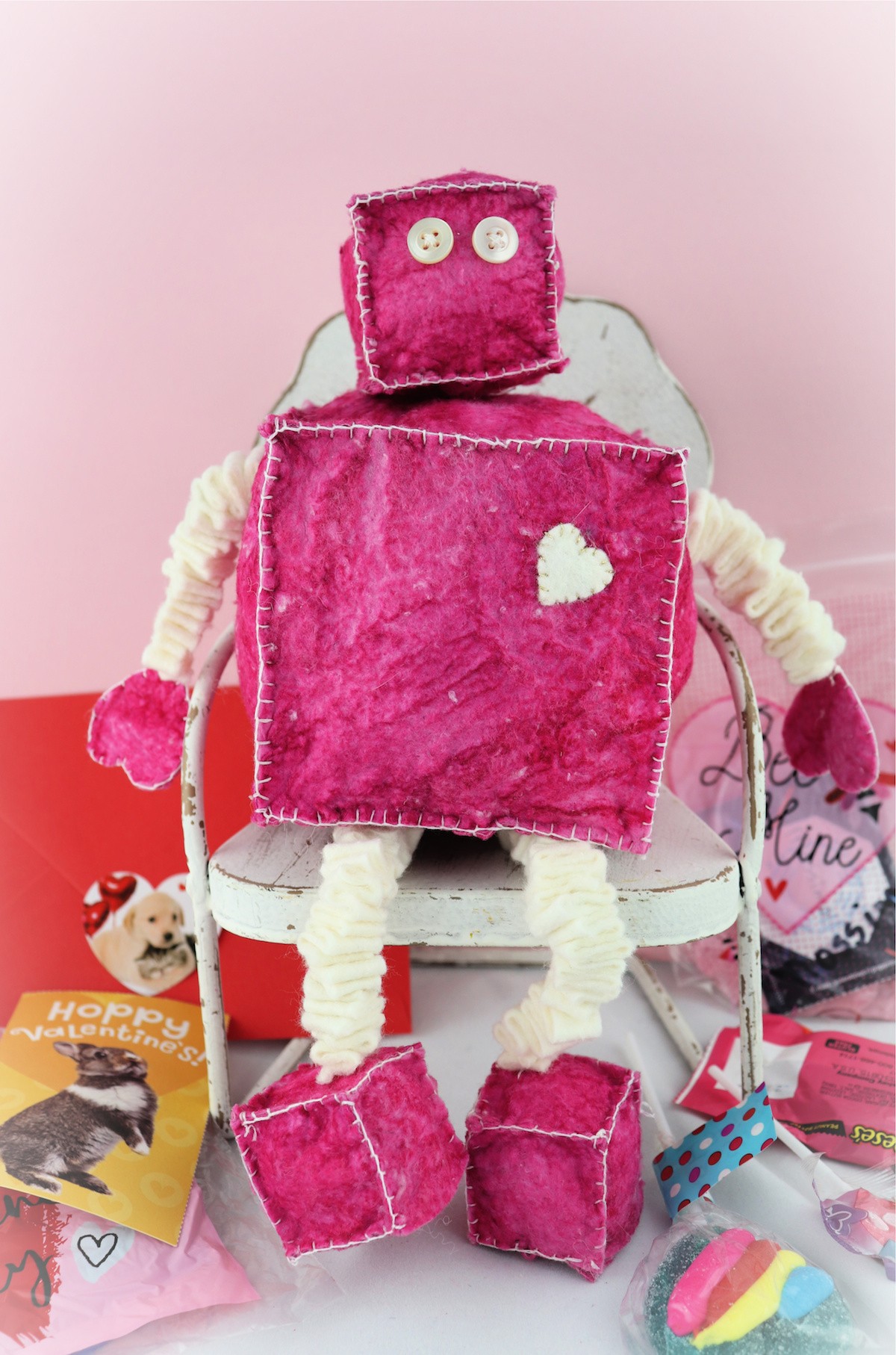 robot plush valentine DIY