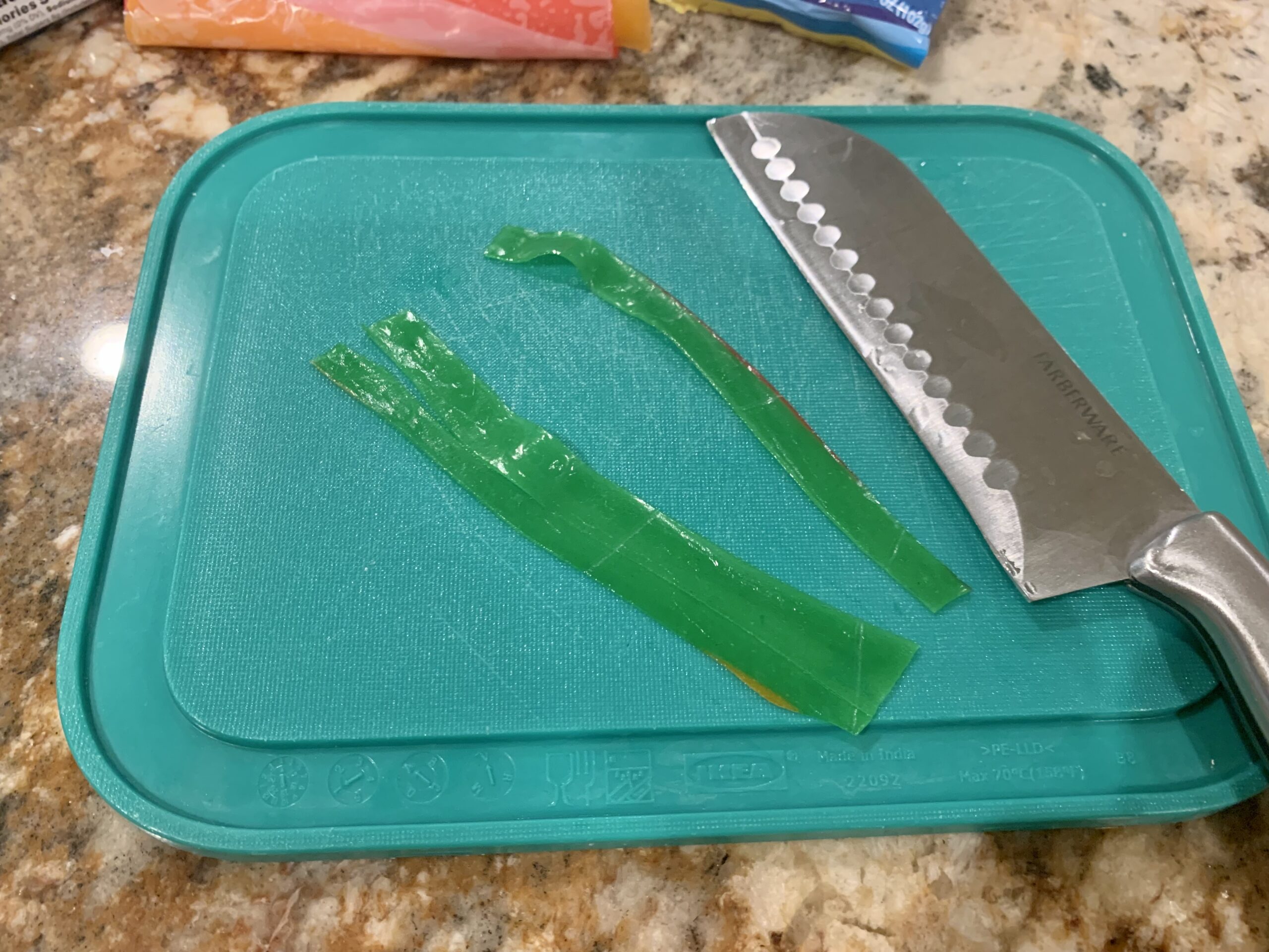 cut a fruit rollup to make seaweed