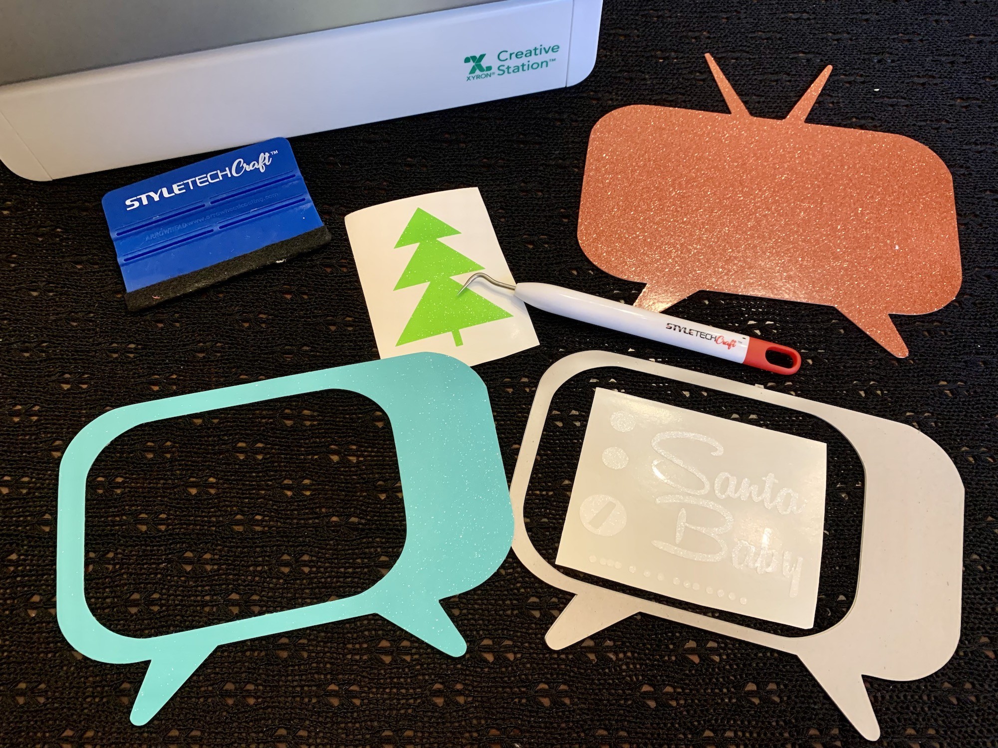 cut glitter vinyl pieces