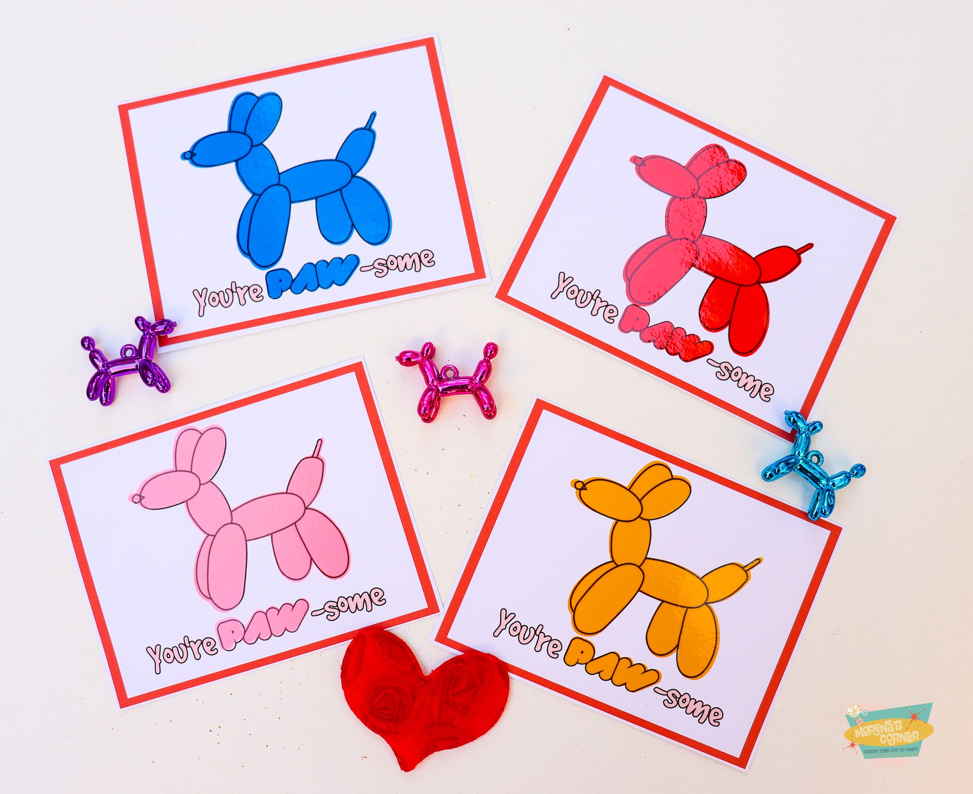 Balloon Dog Valentine Printable Cards with Vinyl
