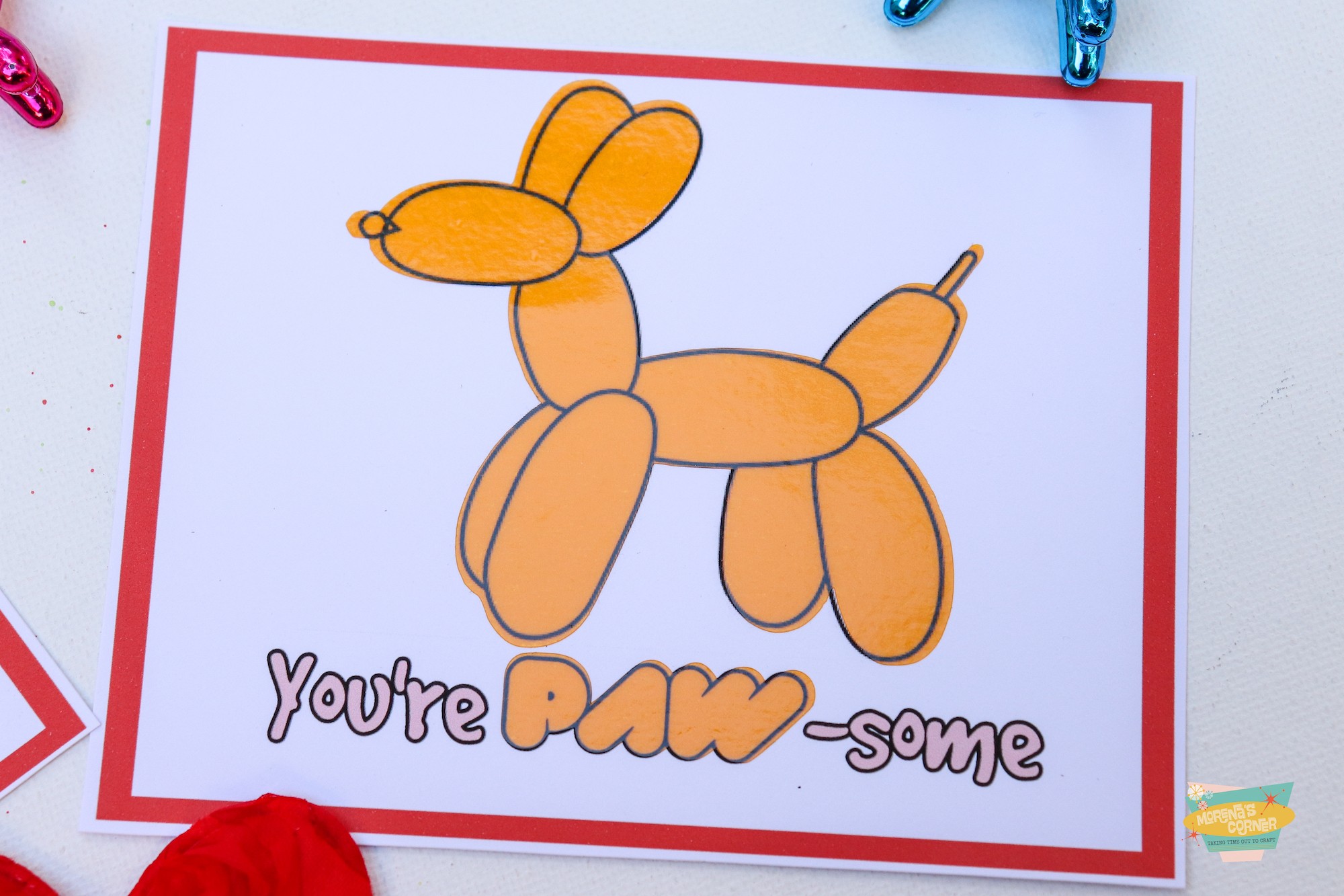 balloon dog valentine card DIY