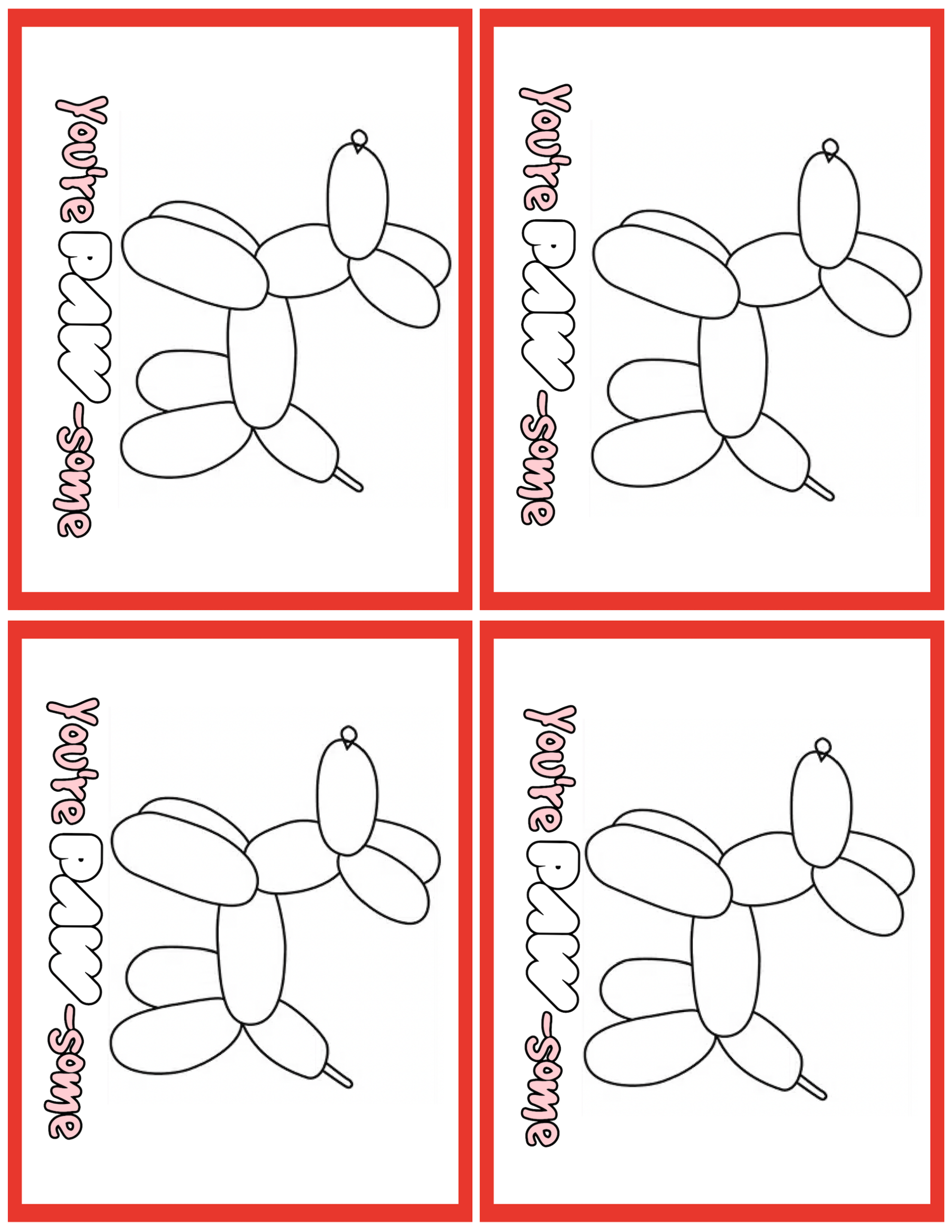 balloon dog printable cards