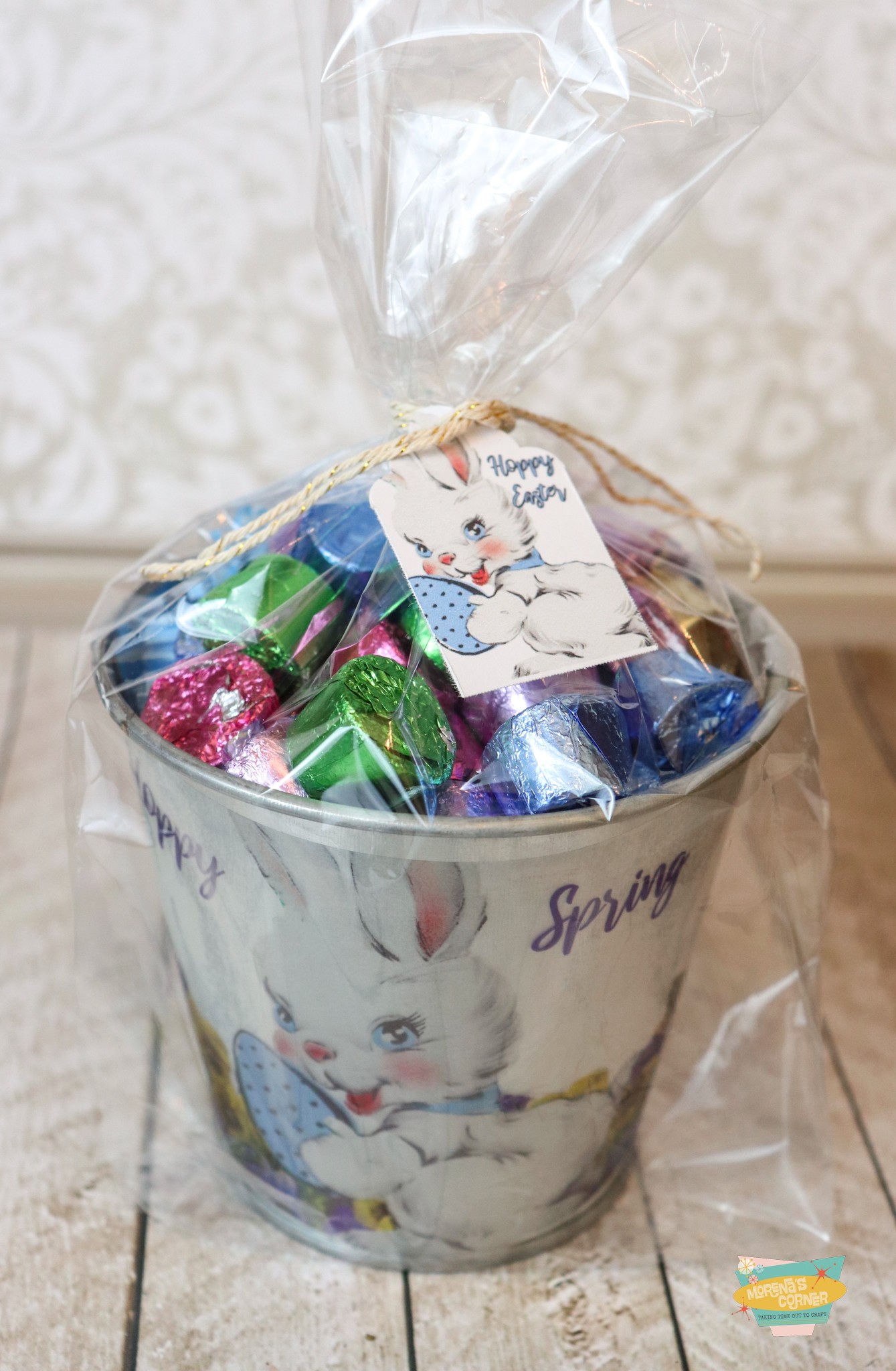 vintage bunny easter tag