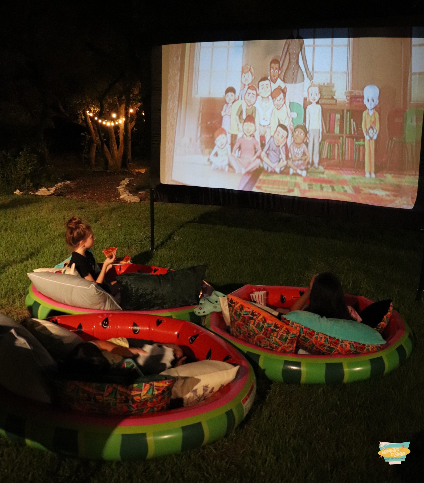 family outdoor night