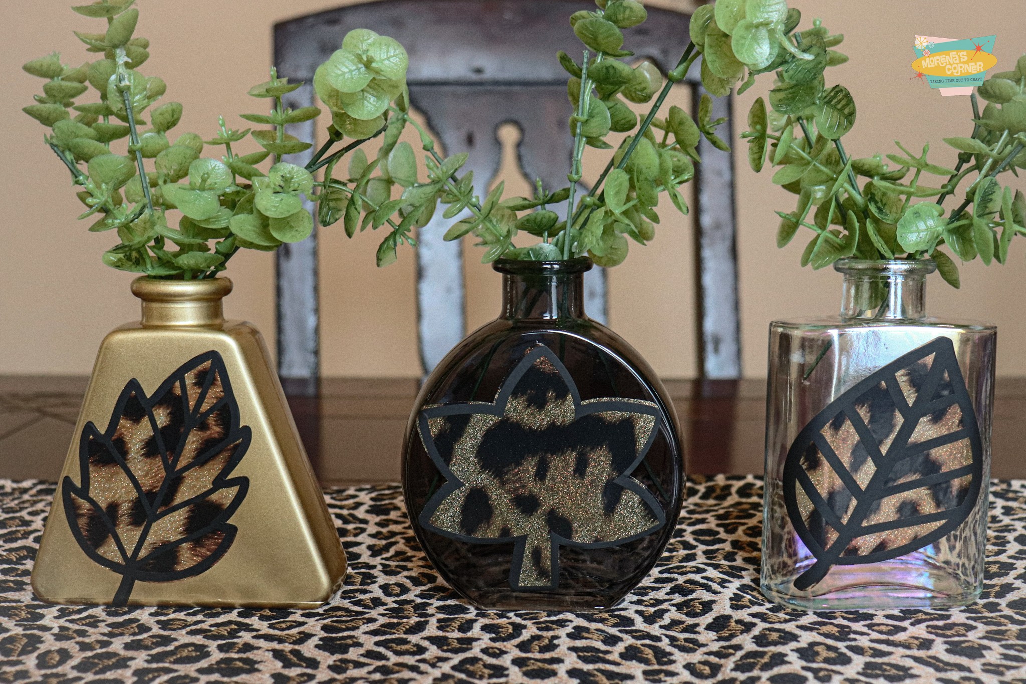 Animal Print Vinyl Vase for Fall Decorating