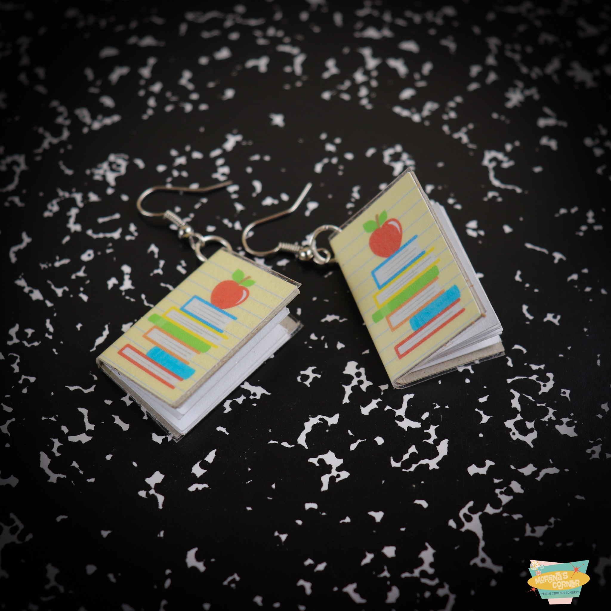 tiny book earrings