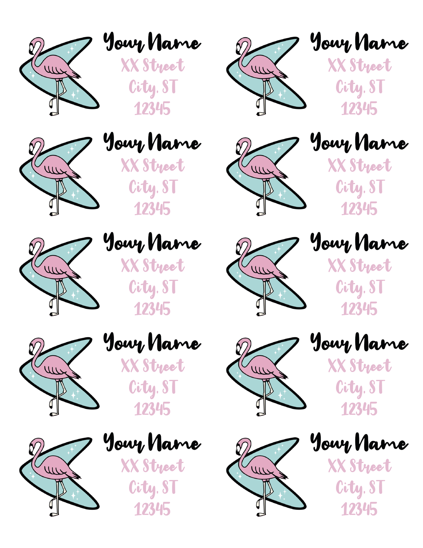 flamingo address label