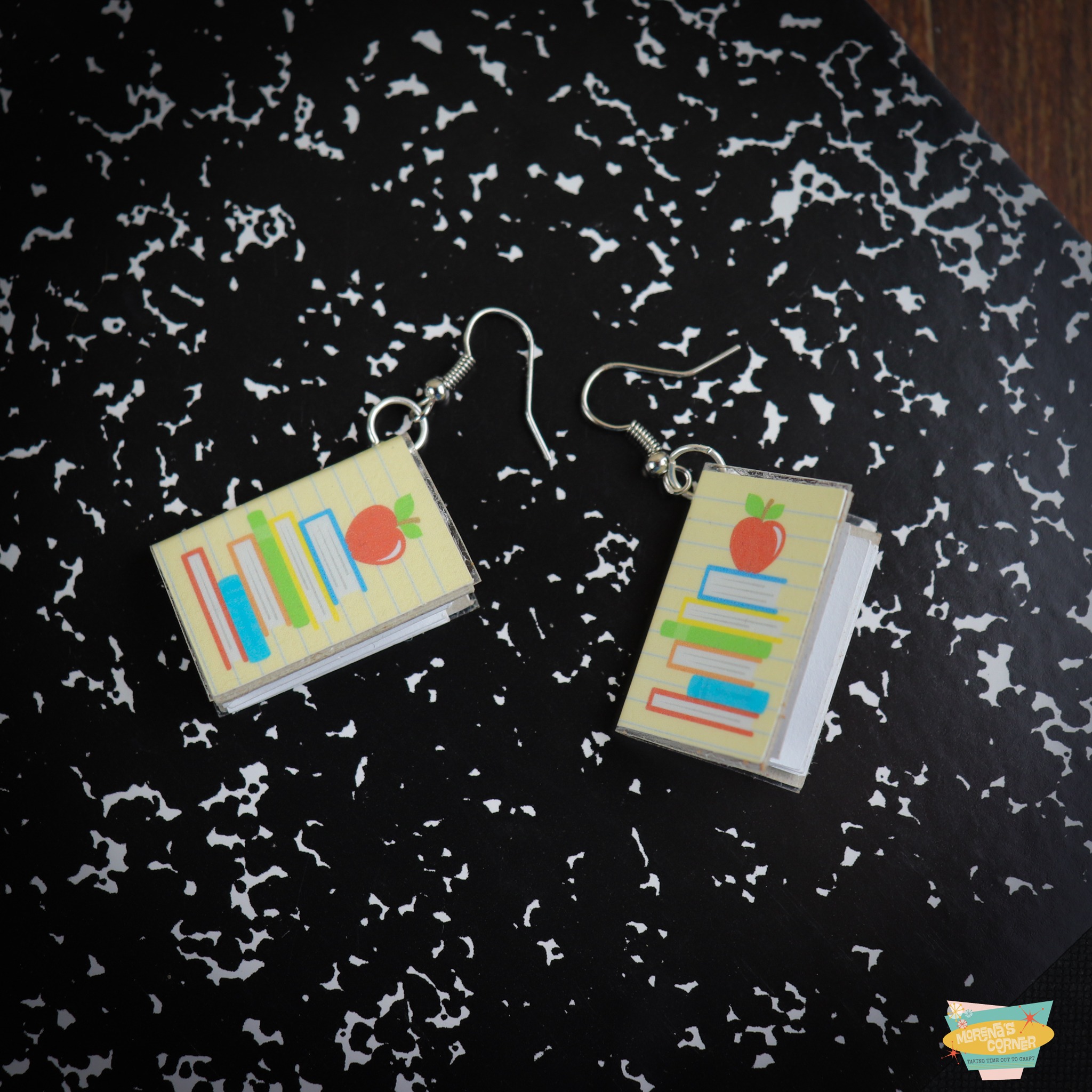 make little book earrings