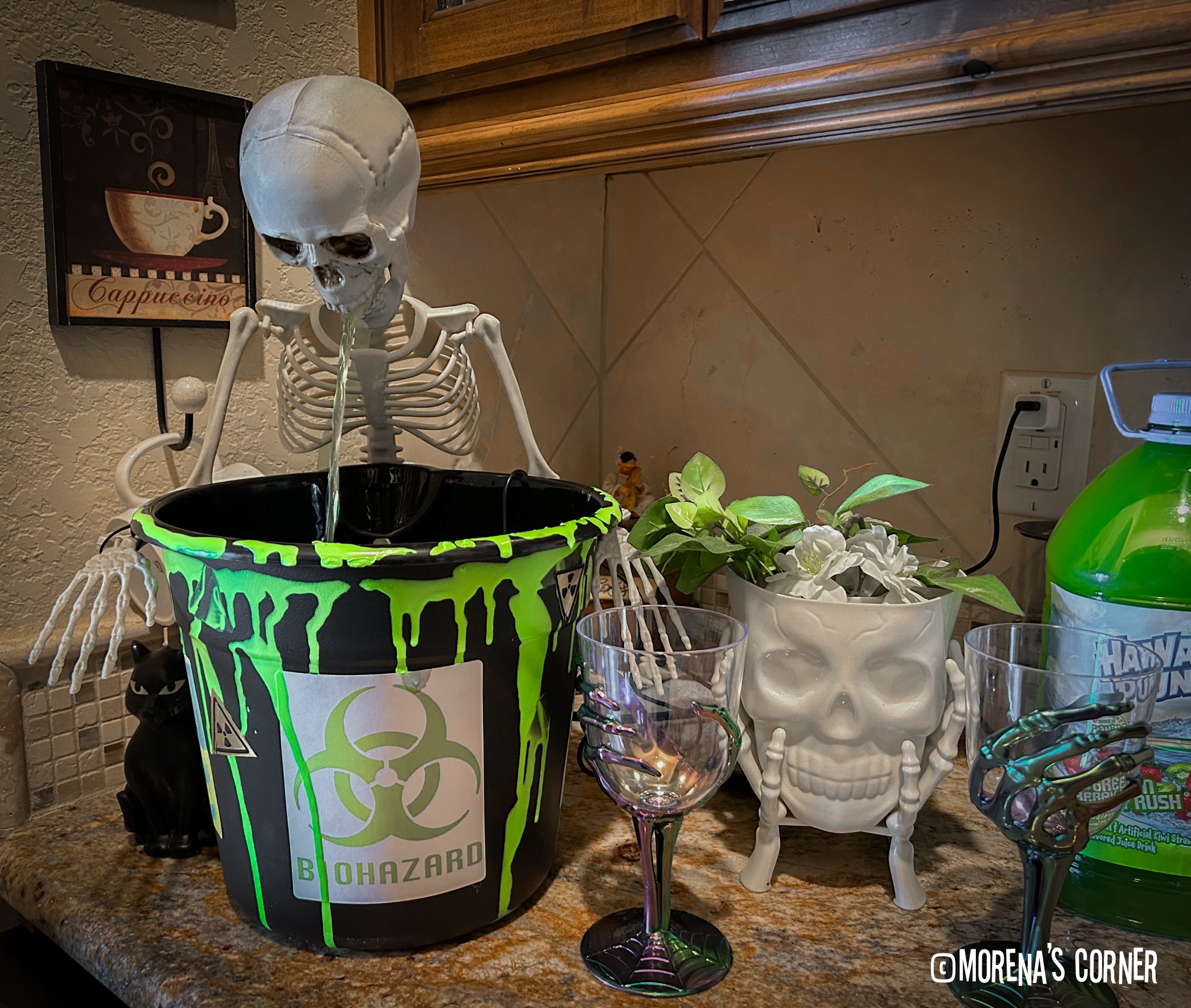 puking skeleton punch bowl