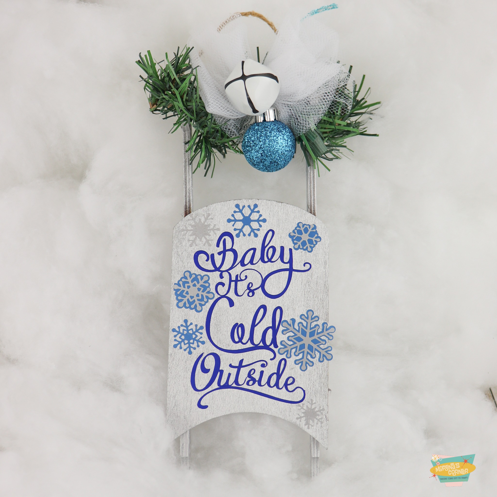 Snowy Sled Ornament DIY Dollar Store Craft