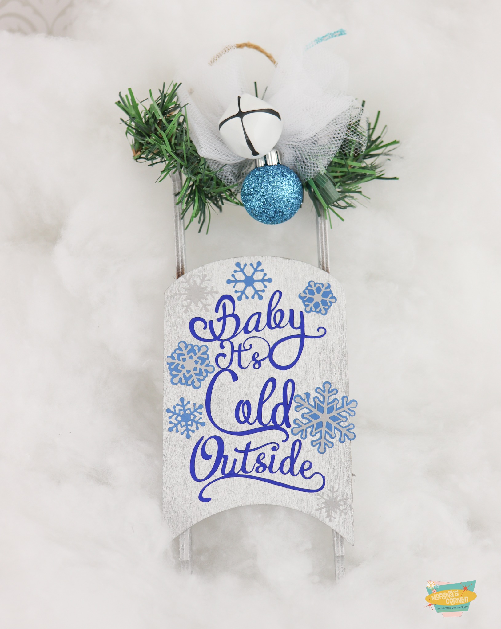 Snowy Sled Ornament DIY Dollar Store Craft