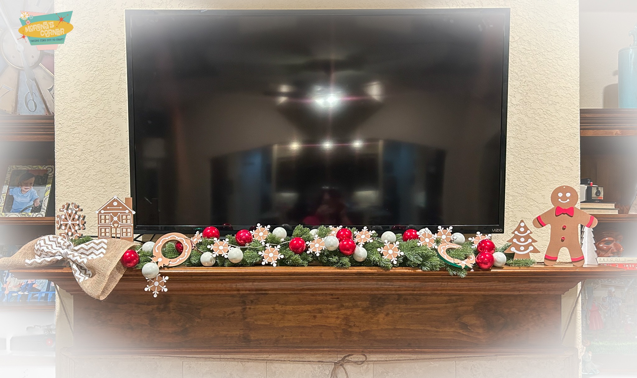 DIY Faux Gingerbread Mantle Decor