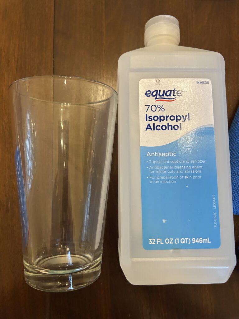 clean glass with alcohol before adding vinyl