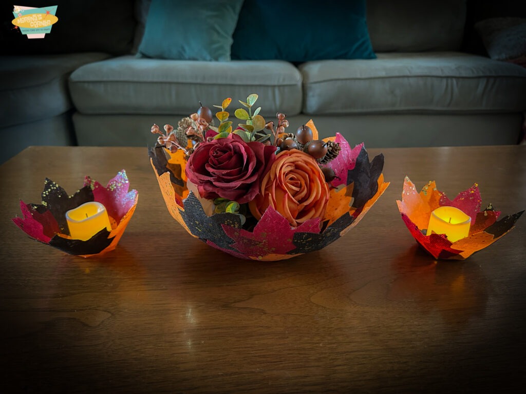 diy fall leaf bowl with mod podge and fabric