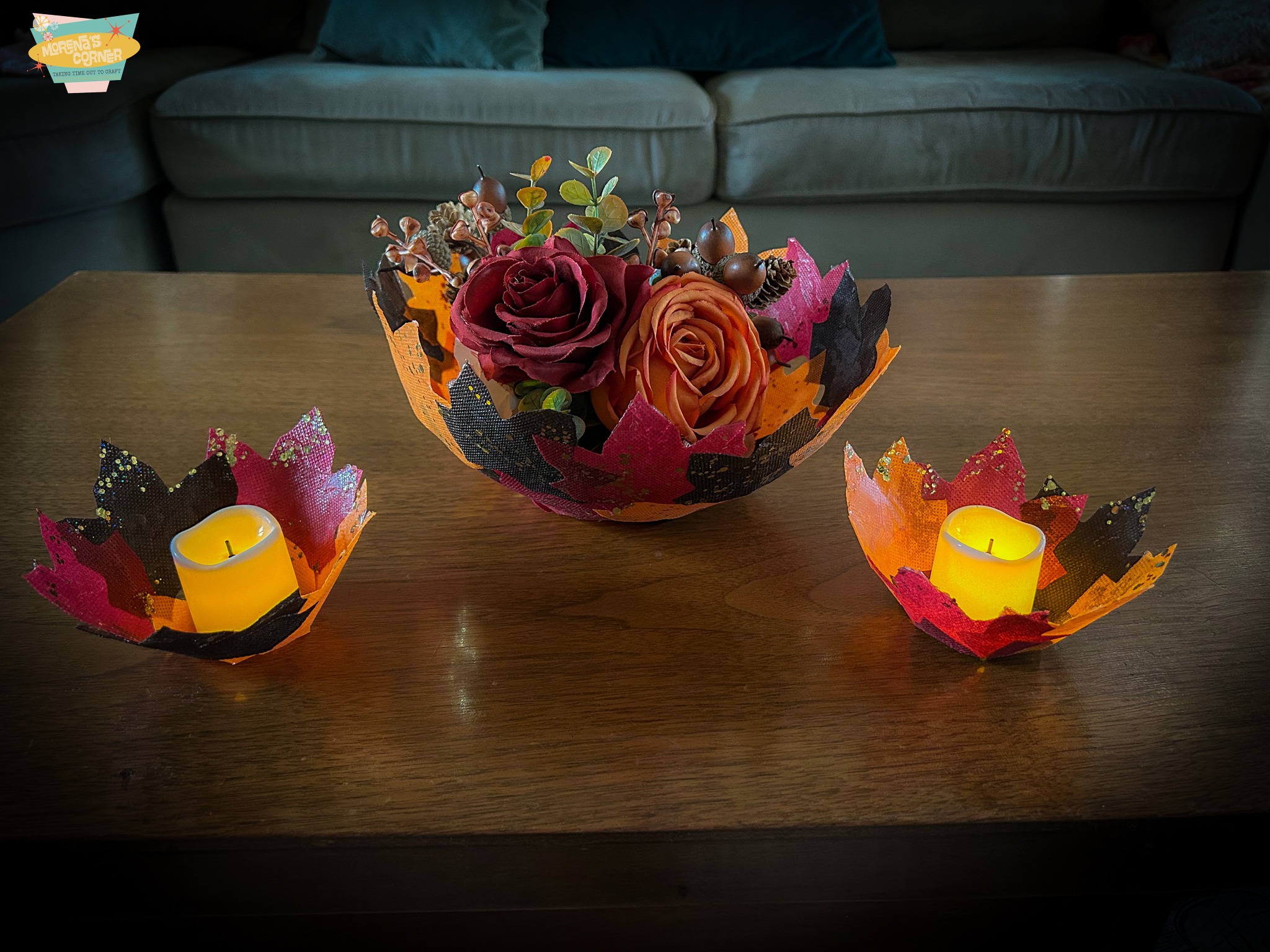 DIY Fall Leaf Bowl made with Oly-Fun