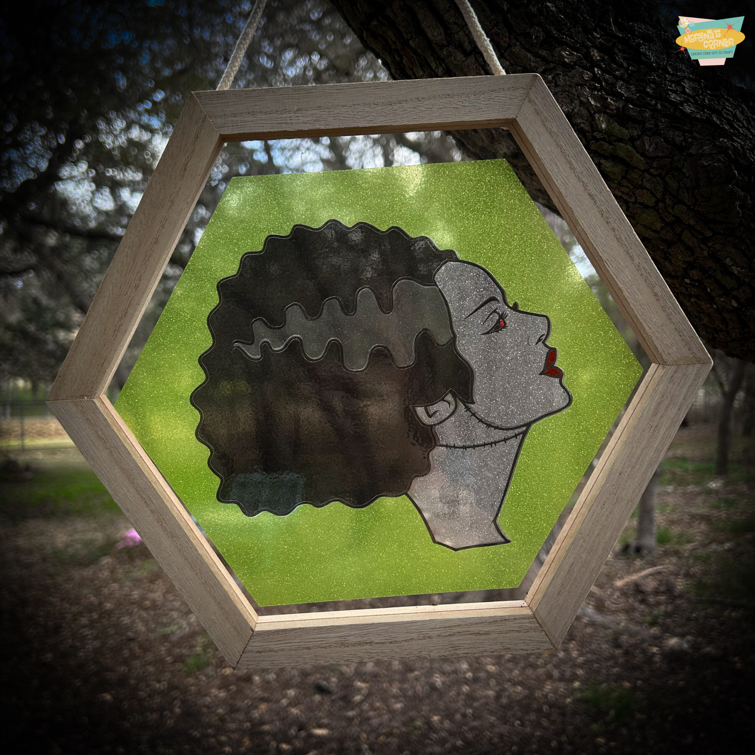 DIY Bride of Frankenstein Glitter Vinyl Wall Art