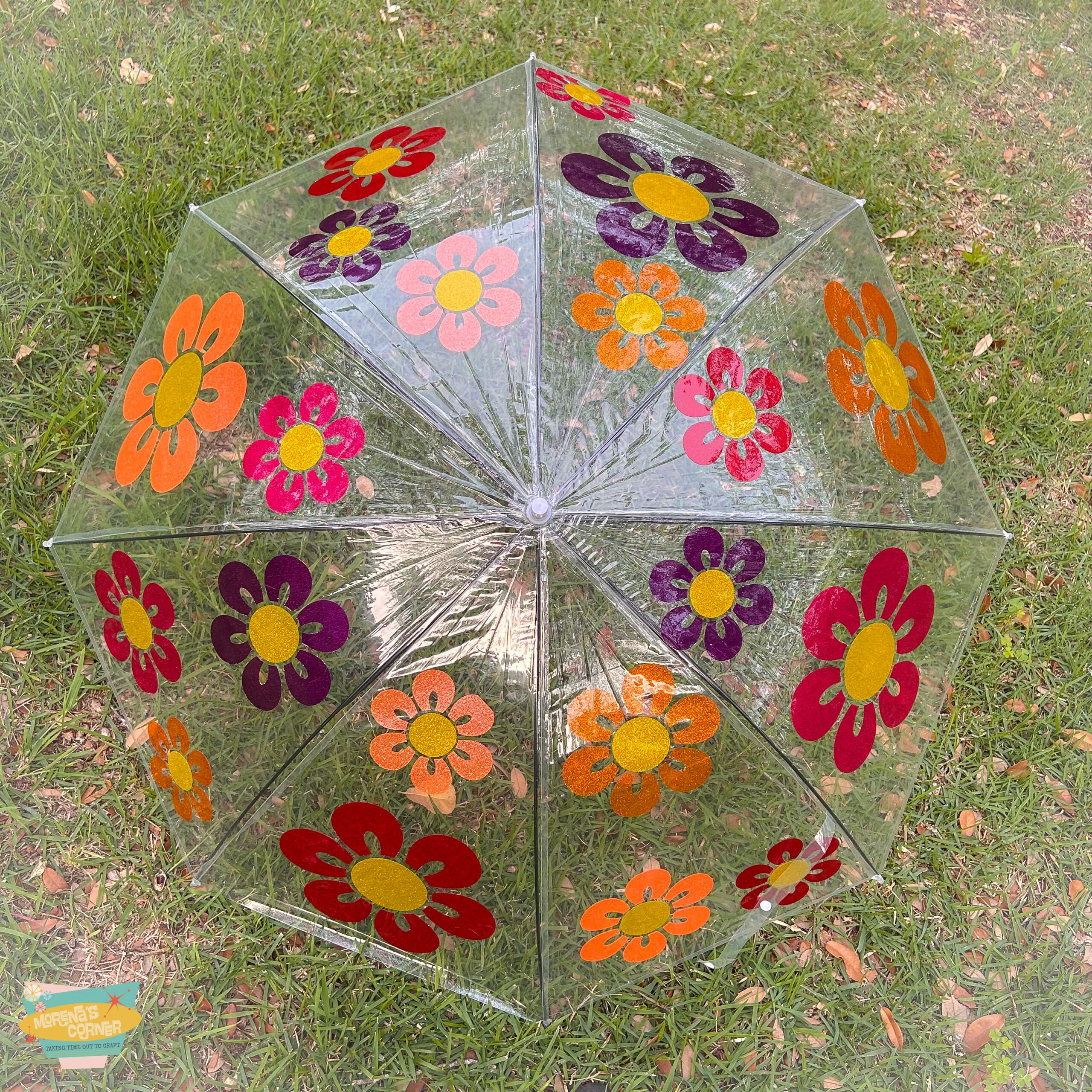Sparkle in the Rain:
Glitter Vinyl Clear Umbrella